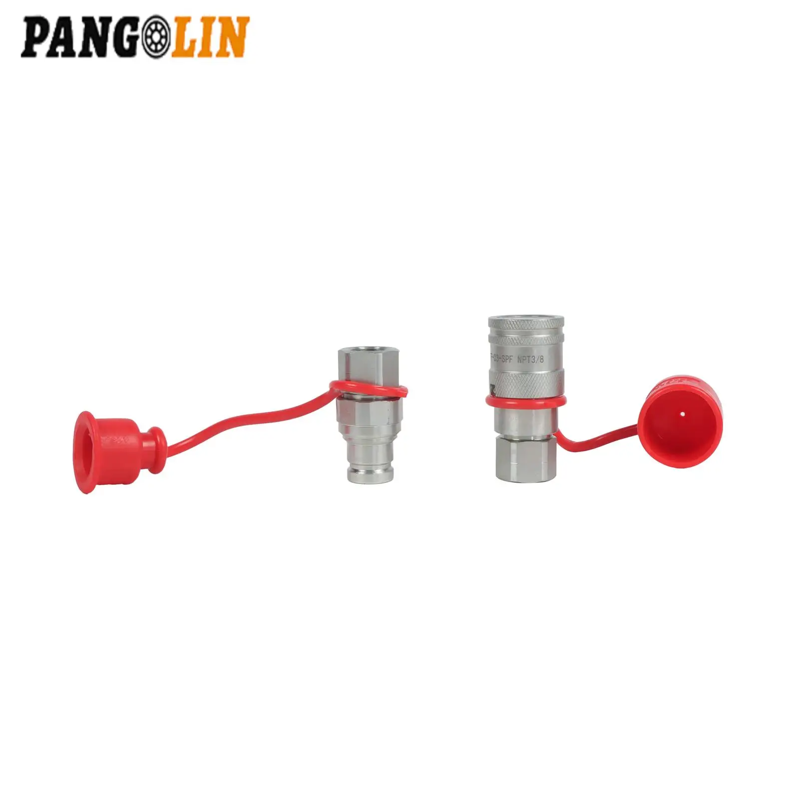 

PANGOLIN 3/8" Flat Face Hydraulic Quick Connect Coupler Set w/Dust Caps, 3/8" NPT Thread Car Engine Accessories Replacement Part