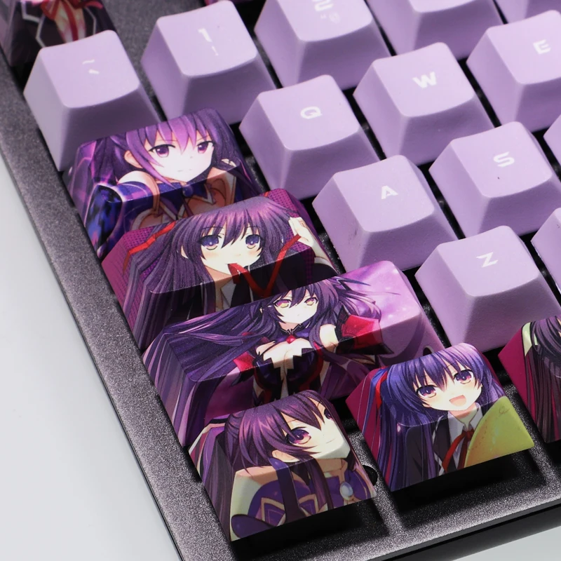 Yatogami Tohka Date A Live 108 Key PBT DYE Sublimasi Cherry Profile MX Cross Axis Switch Anime Keycap Keyboard Mekanis