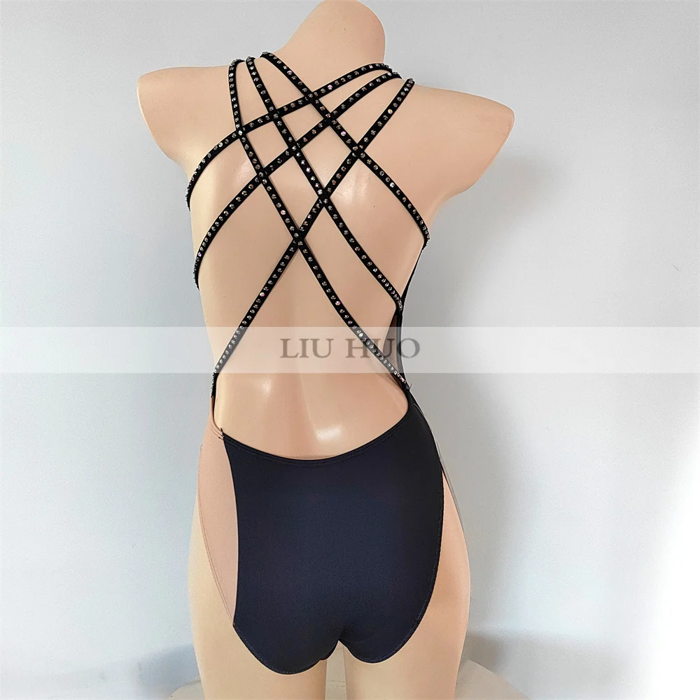 LIUHUO Synchronized Swimming Tights Girls Adult Performance Kids Rhythmic Leotard Children Teens Competition Black Dance