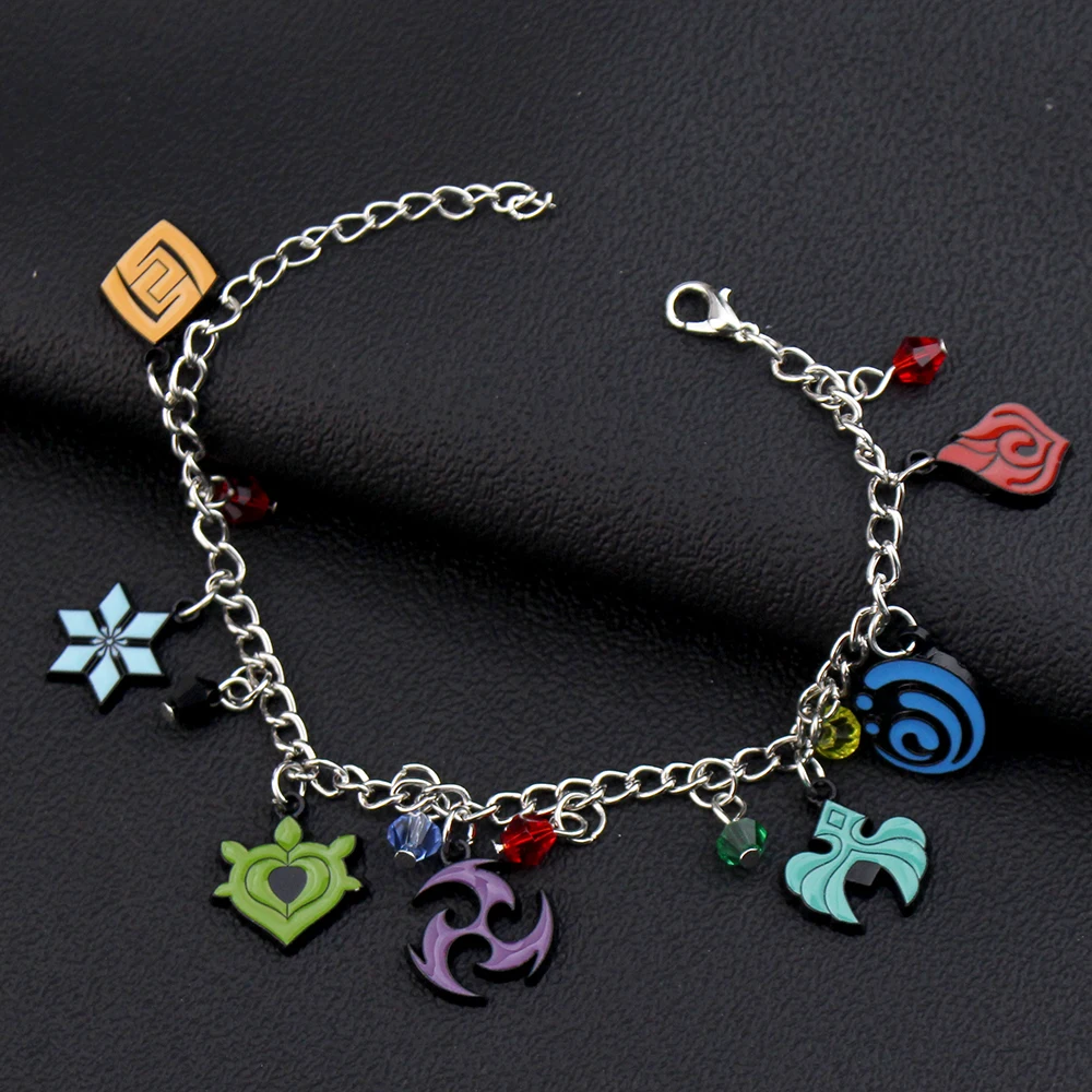 Bracelet porte-bonheur Genshin Impact, bracelet de dessin animé, bijoux, jeu d'anime, œil de Dieu, 7 cadeaux en métal pour femme et fille