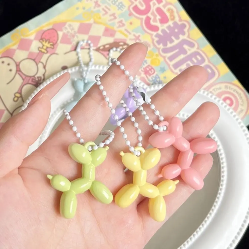 Sweet Cream Colors Balloon Puppy Keychain Ball Chain Acrylic Cartoon Puppy Pendant Korean Style Bag Charms Key Ring Ornaments