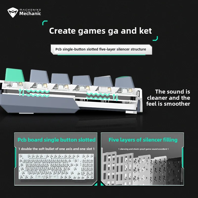 K500por Mechanical Keyboard Customized Wireless Bluetooth Three-mode Hot-swappable Customized Gaming E-sports Peripherals