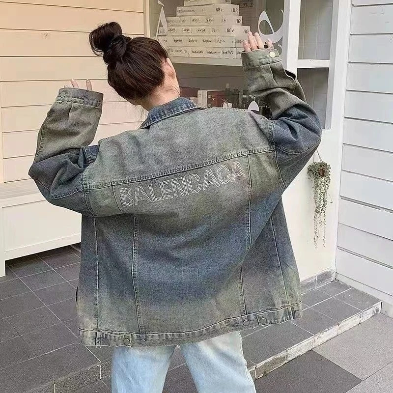 خمر غسل الدنيم المتعثرة للنساء - فضفاضة تناسب ملابس العمل غير رسمية نمط الربيع / الخريف أزياء ملابس خارجية