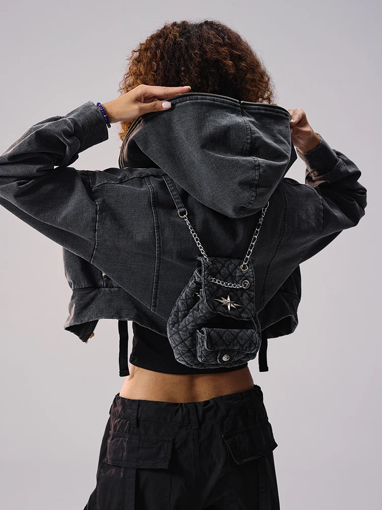 

Remedy 2024 New American Retro Waed Denim Jaet ort Hooded Bapa Women's Faion Brand Outerwear Autumn Collection