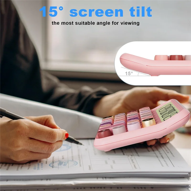 Превосходный механический калькулятор, 12 цифр, с 5-дюймовым ЖК-дисплеем, большими кнопками, милый настольный калькулятор для офиса и домашнего использования