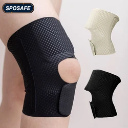 1Pcs Lightweight Breathable Knee Brace, Adjustable Open Patella with Dual Side Stabilizers for Hiking, Running, Sports, Workout