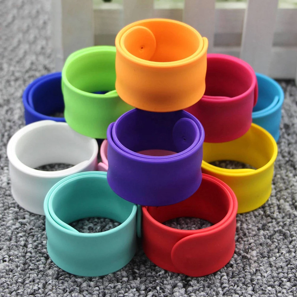 

9pcs Silicone Slap Bracelets Snap Wristbands Kids Boys Girls Party Favors Birthday Children'S Day Eco Friendly Flexible Non
