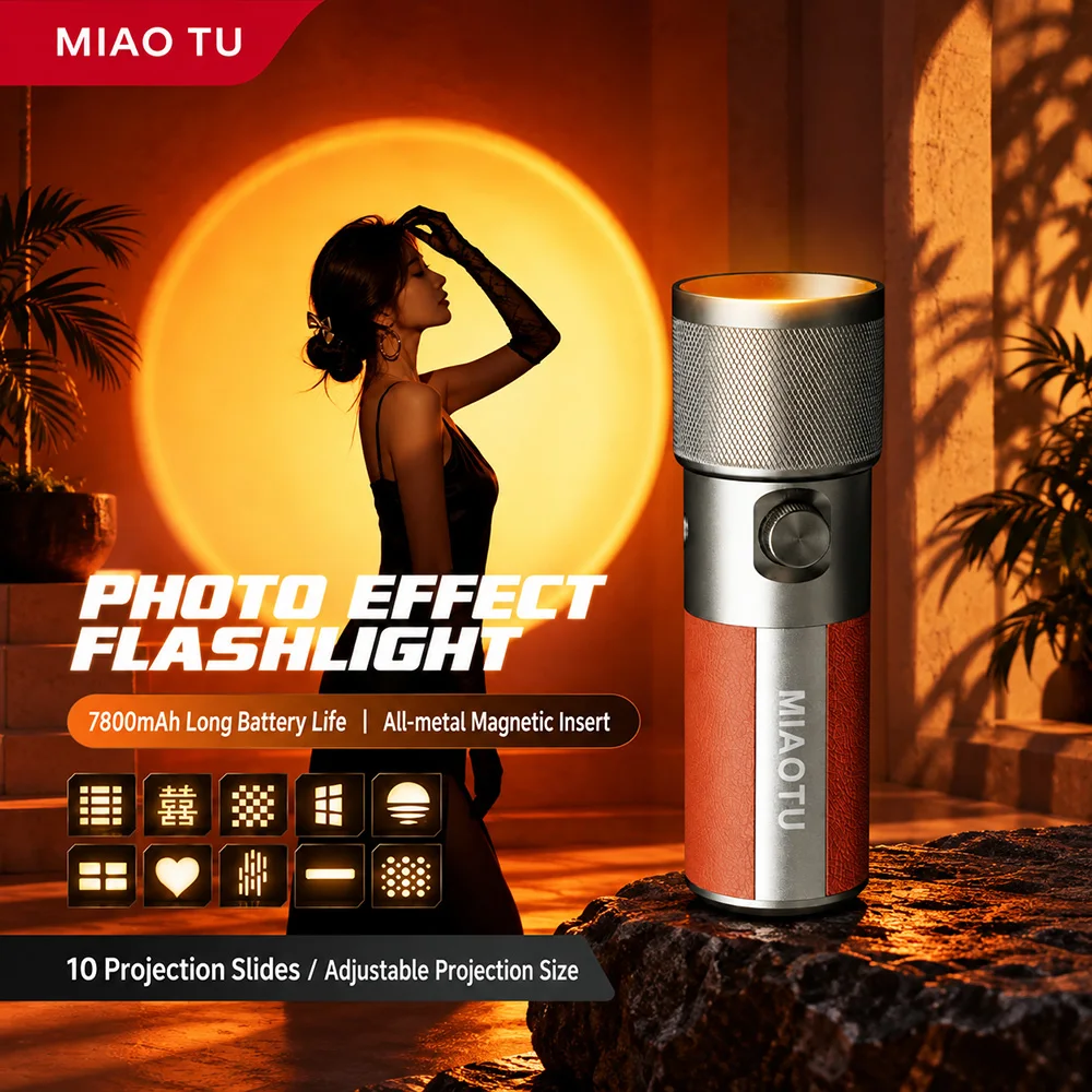 MIAOTU 15W Photography Flashlight Four Color Projection Light Built-in 7800mAhBattery Fill Light Ambience Light with 1/4''Thread