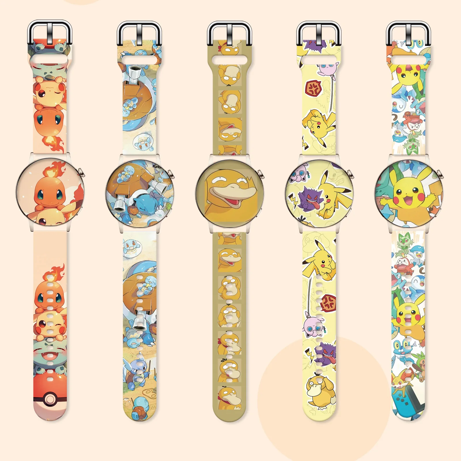 

Ремешок для часов с принтом покемонов 20 мм 22 мм для Samsung Galaxy Watch 7/6/5 40 мм 44 мм, сменный браслет для Xiaomi Huawei Watch