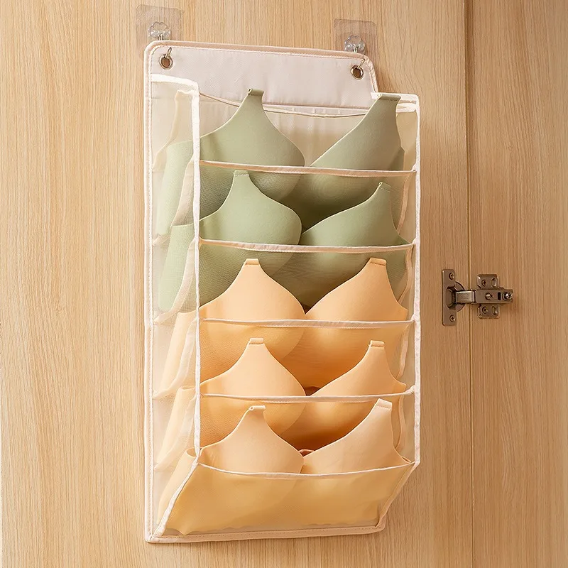 4Pcs Underwear Panty Storage Hanging Bag Wall Mounted Bra Storage Organizer Rack Home Closet Organizer Storage Bags