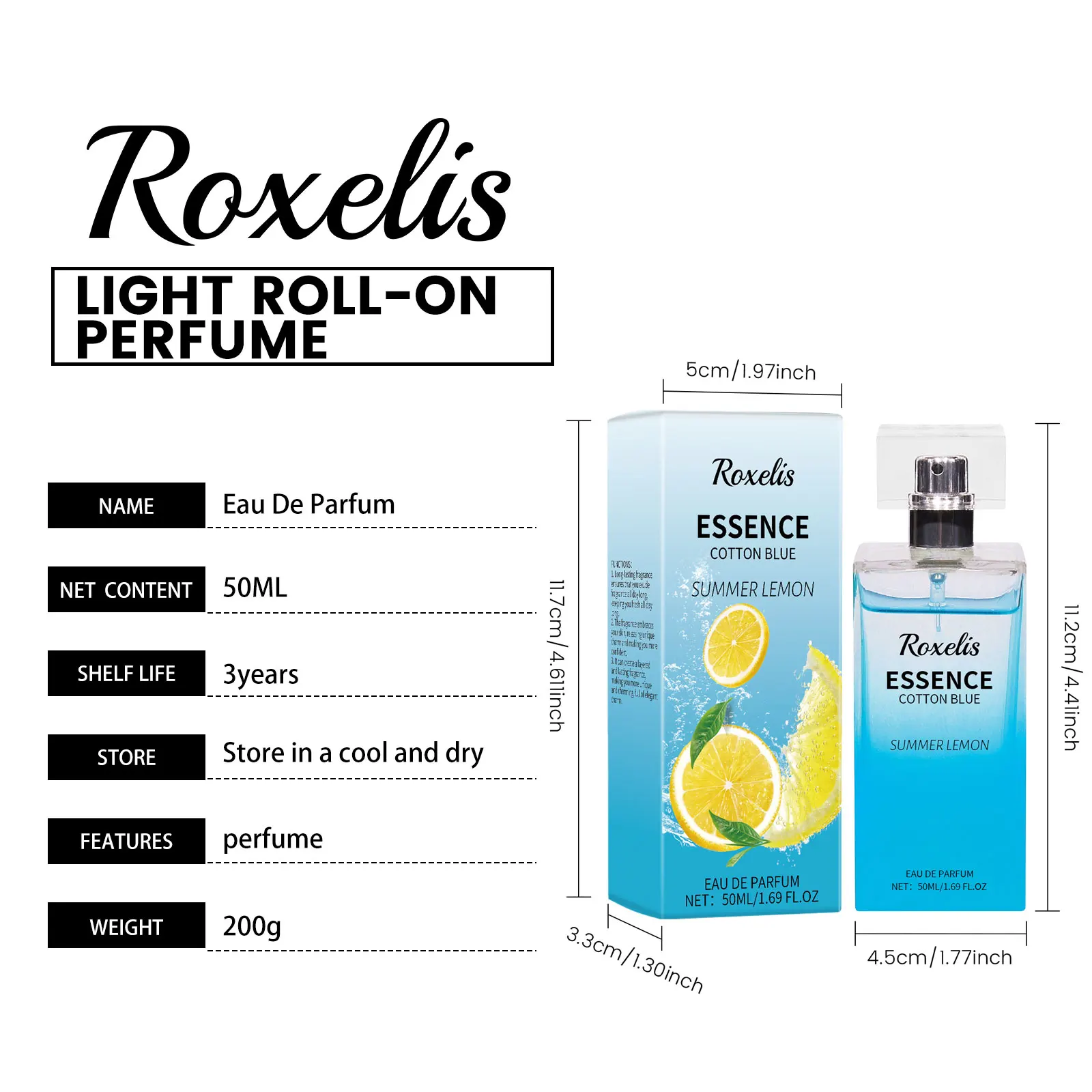Roxelis 50ml 여름 레몬 프레쉬 향수 지속되는 매력 향수 유혹 페로몬 데이트 데오도란트 활력 레몬 향수
