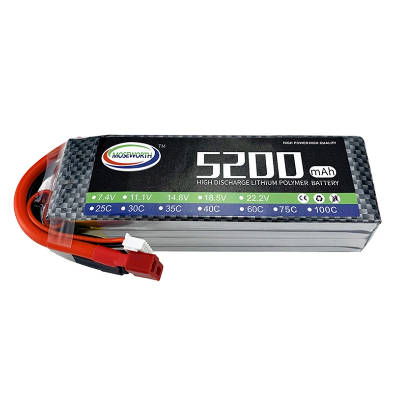 3S/4S/6S 11.1v 14.8v 22.2v 5200mah Lipo Battery 30C 40C 60C RC ToyCar Boats Drone Parts With XT60 T Deans