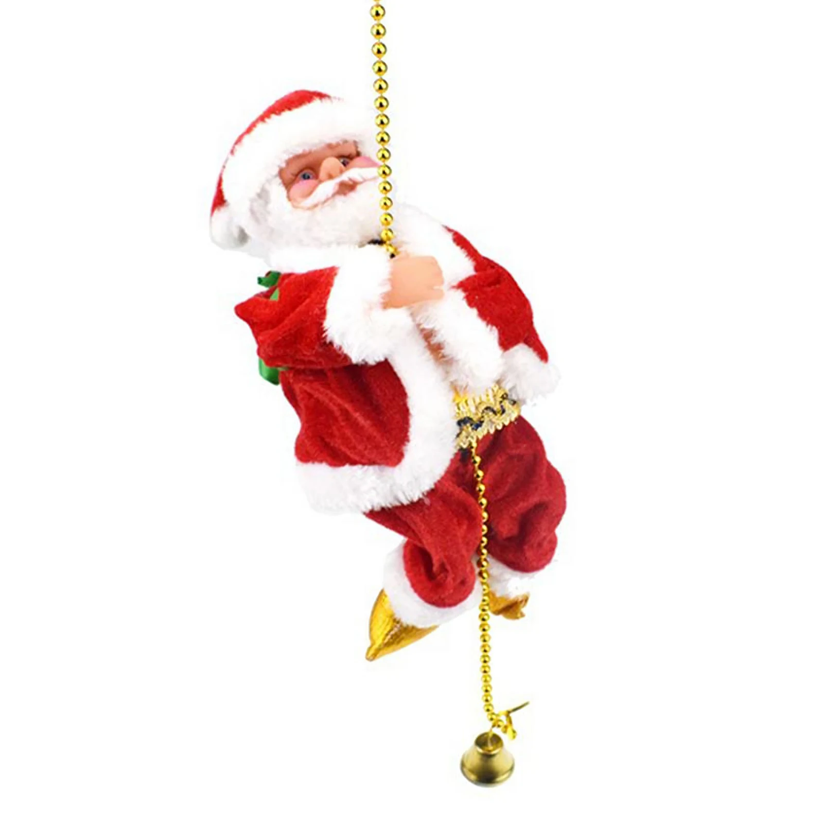 Santa Claus Climbing Beads Battery Operated Electric Climb Up and Down Climbing Santa with Light Music Christmas Decor Ornament