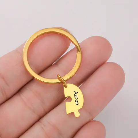 Hjärta Anpassad Nyckelring Namn Personligt Pussel Familj Barn Mor Bror Barn Gåva Kvinnor Män Par Rostfritt Stål Smycken 6 best sales pussel nyckelring - №3