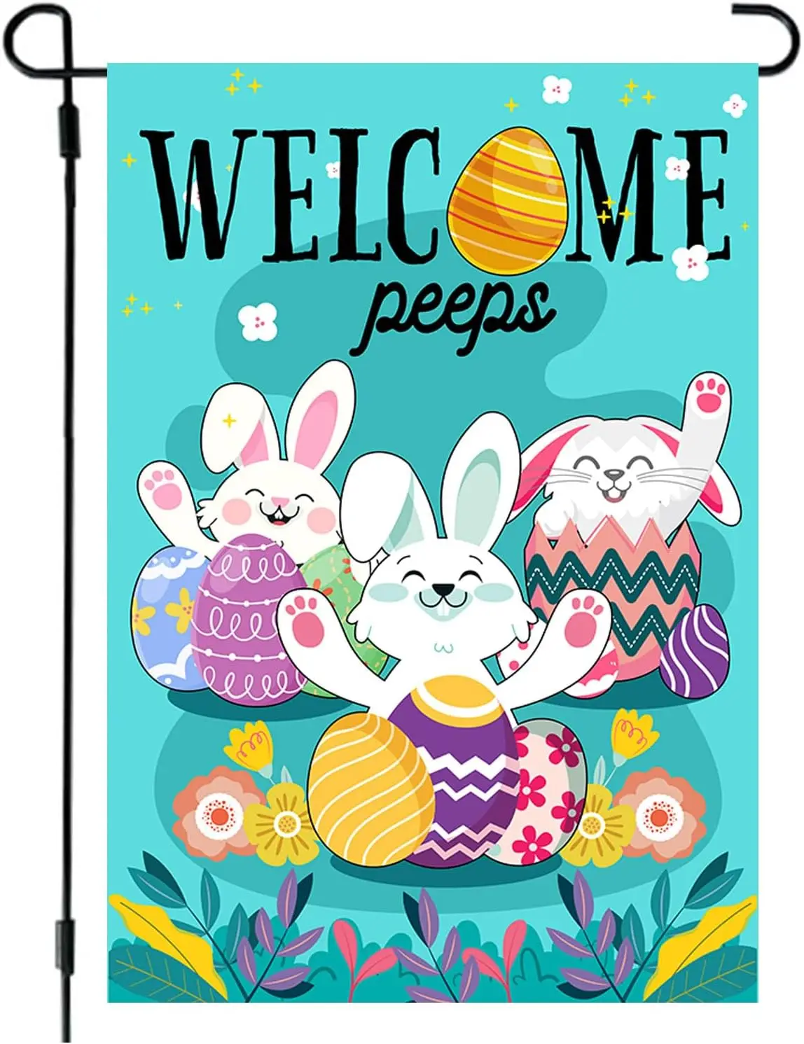 Q-Leo Easter Flag, Garden Flag 12 x 18 in Double Side, Small Garden Flags Decorations For Outside, Yard Outdoor Decor With 3 hhz