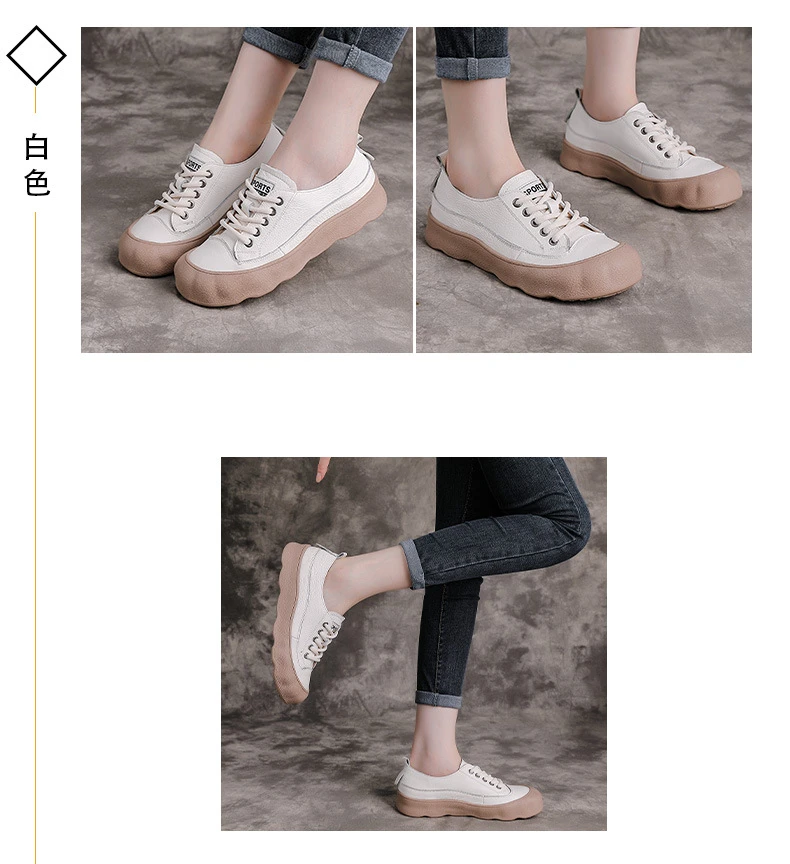 Neue bequeme Schuhe aus echtem Rindsleder, Damen-Freizeitsneaker, farblich abgesetzte Schnürschuhe, Damen-Mokassins, Outdoor-Wanderschuhe, Größe 42 – Detail 7