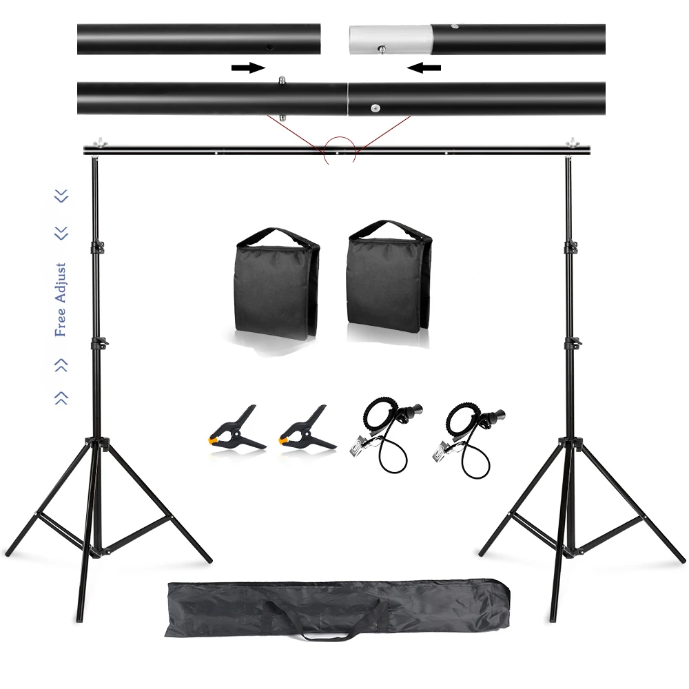 2.6x3M/8.5x10ft Photo Video Studio Backdrop Background Stand, Adjustable Telescopic Background Support System with Carry Bag