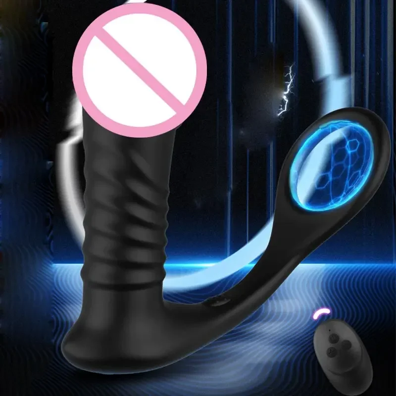 Brinquedo telescópico do sexo para homens e mulheres, anel de inserção, ejaculação precoce, massagem da próstata, plugue anal, vibrador, suco Realu