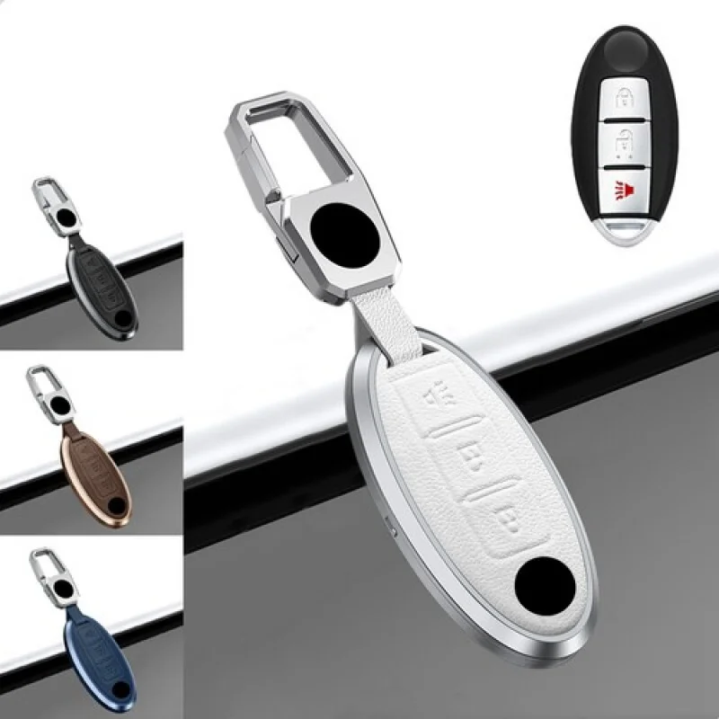 

A+ Alloy Leather Car Key Fob Case Cover For Nissan Rogue For Infiniti Q50 Q60 J11