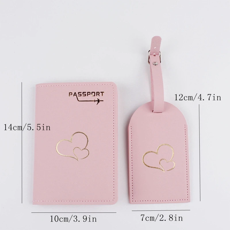 Porte-passeport en cuir PU pour couples, étiquette de bagage pour femmes et hommes, bagages de voyage, carte d'embarquement, cadeau de mariage, 2 pièces