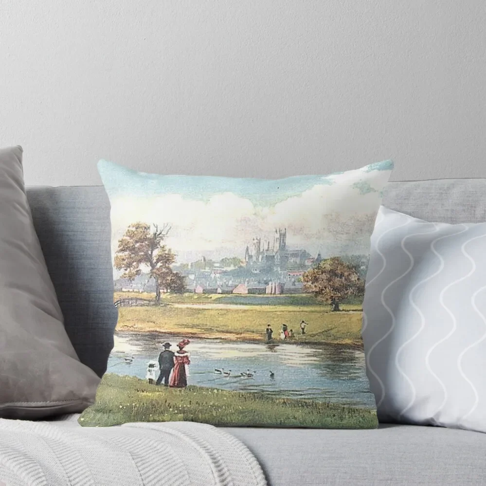 

Lincoln from The River, Lincolnshire, England Throw Pillow Pillowcases Bed Cushions Christmas Throw Pillows Covers Pillow