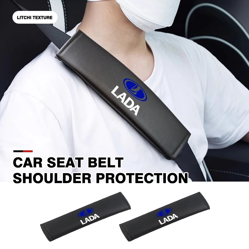 Universal Leather Car Seat Belt Shoulder Pad Cushion Protector For Lada Priora Sedan Sport Kalina Granta Vesta Niva Largus Vaz