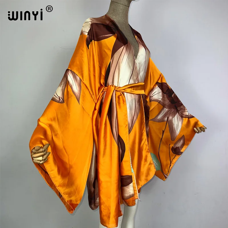 WINYI Africa kimono elegancka kwiatowa boho z nadrukiem boho kaftan dla kobiety elegancki kardigan seksowna plaża strój kąpielowy suknia wieczorowa