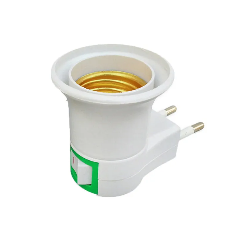 

1pcs E27 Lamp Socket Adapter with Switch EU Plug Plastic Standard Screw-in Socket Outlet Converter Bulbs for Home