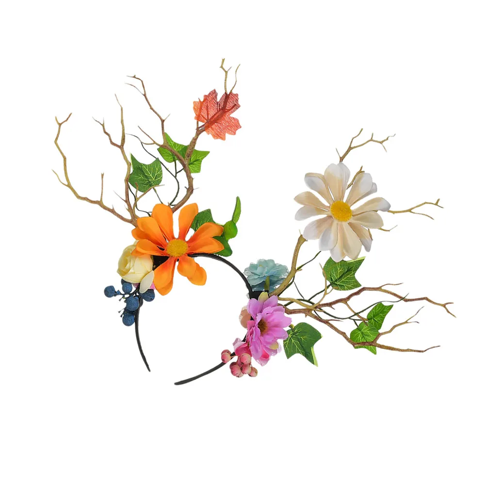 

Cute Deer Antler Headband Plastic Hoops Floral Hair Bands Christmas Headdress Fit Most Durable Materials Party Props