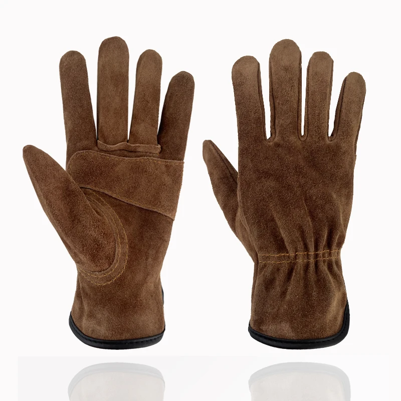 Guantes Protectores de cuero de vaca para exteriores, aislamiento térmico, anticorte, antiespesamiento, Camping, montañismo, soldadura de podar