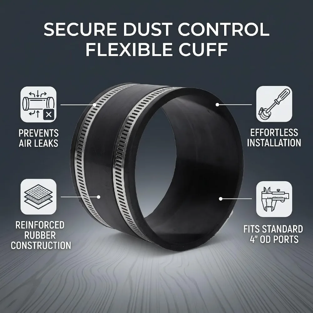 4 Inch Dust Collection Hose Coupler Clamps Stainless Steel Hose Clamp Fitting Black Flexible Hose Cuff Plastic Plumbing