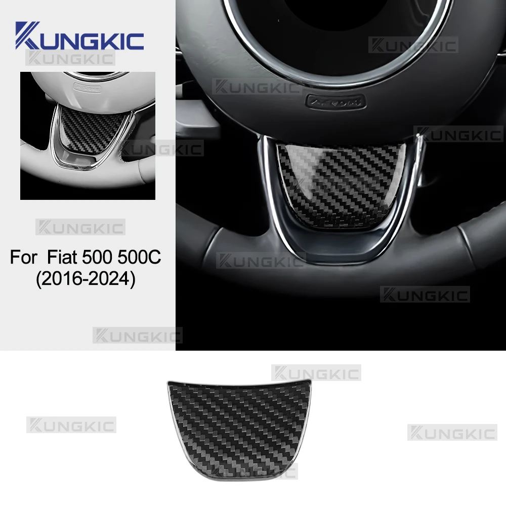 

Real Dry Hard Carbon Fiber Sticker for Fiat 500/500C 2016 2017 2018 2019 2020 2021 2022 2023 2024 Car Steering Wheel Bottom Trim