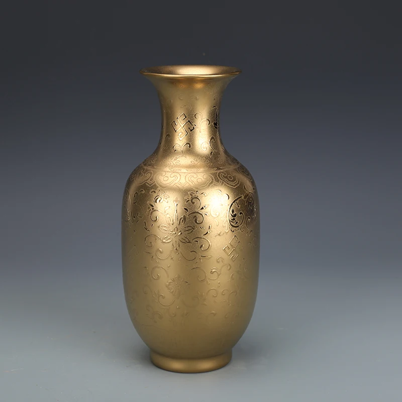 Qing Yongzheng Porcelain Gold Glazed Vase Ming And Qing Antique Porcelain Collection Ceramic Ornament