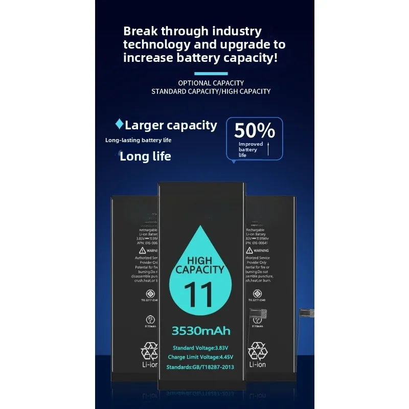 Applicabile alla batteria del telefono cellulare IPhone Batteria sostitutiva ad alta capacità serie IPhone11/12/13/14/15 con strumenti