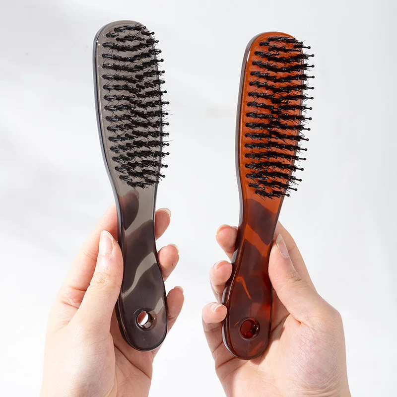 

Translucent colored boar bristle hair comb fluffy comb caress frizzy household hair smoothing comb dry wet travel comb portable