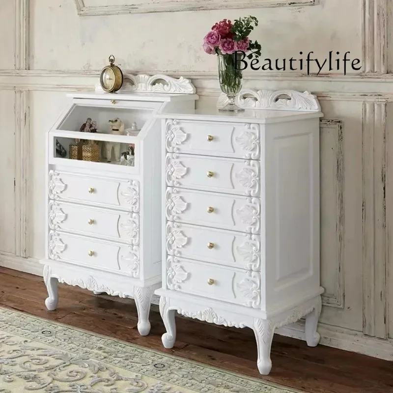1New Japanese-style solid wood dining side cabinet glass display cabinet figure tea set storage cabinet drawer storage
