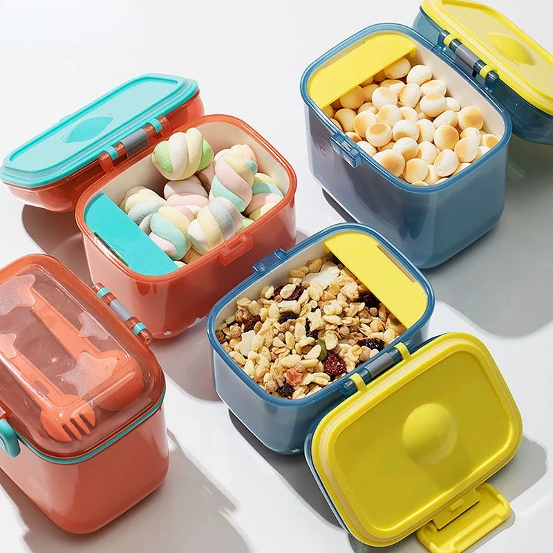 Water-proof Baby Milk Powder Storage Box Food Snacks Container Travel Snap Fastener Silicone Plastic Storage Box