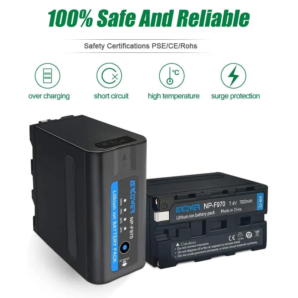 7800mAh/9900mAh Replacement Battery for Sony CCD-TRV35 CCD-RV100 Camcorder NP-F970 F960 F950 F770 F750 F550 LED Light Monitor