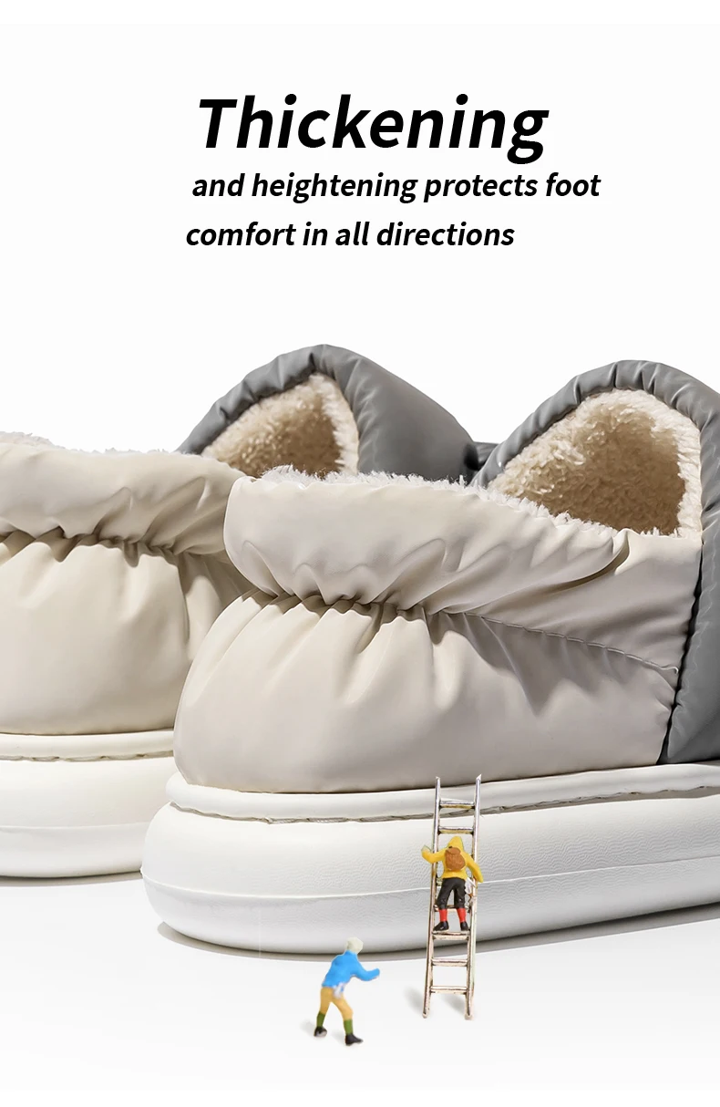 Damen-Fersenbedeckungs-Fleece-Hausschuhe, herunterlaufende Stoffschuhe, rutschfeste Winter-Hausschuhe mit weicher Sohle für den Heim- und Außenbereich – Detail 9