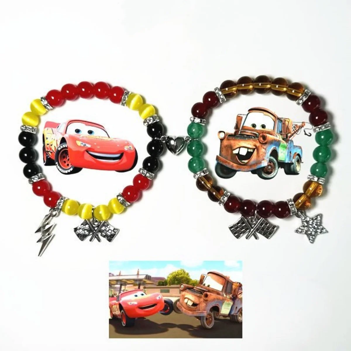 1Pair Fast And Furious Matching Bracelets ForWomen Catoon Car Color Couple Bracelets Victory Banner BFF Beaded Bracelet Jewelry