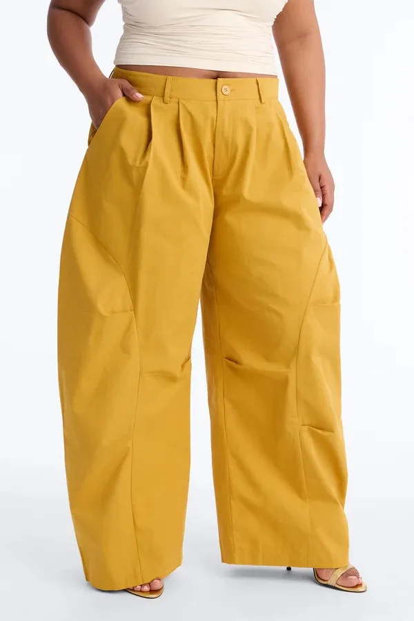 New High-waisted Pleated Tooling Cargo Wide-leg Pants Women's Drape Loose Scimitar Pants Trousers