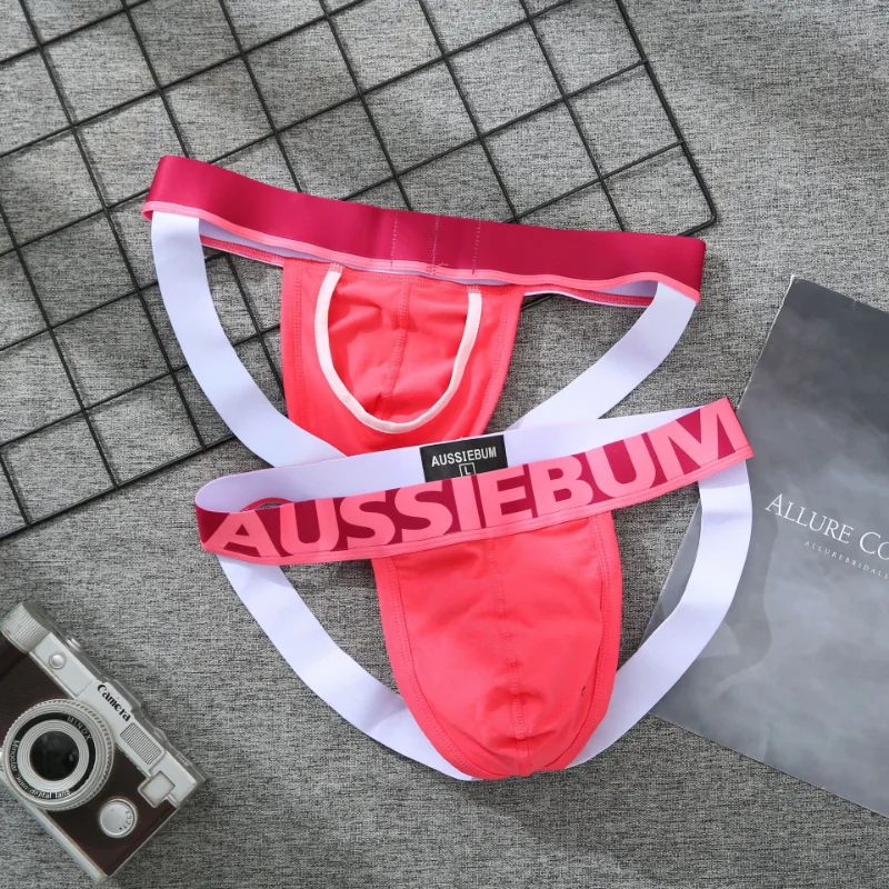 Aussiebum new men\'s low waist double butyl panties cotton sexy comfortable traceless buttock lifting U convex fun thong