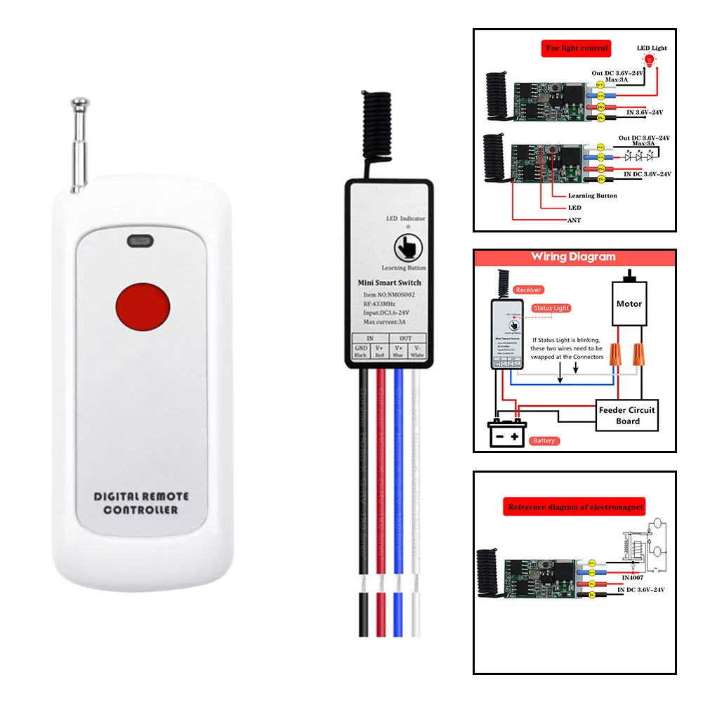 

Feeder Activator Wireless Remote Control Up To 1000 Feet Compatible With 6V 12V Feeders Used To Control Fans Lights Other Modifi