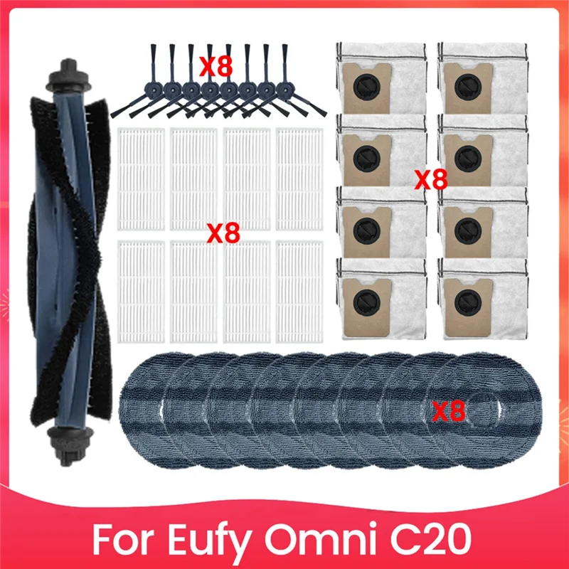 

A56T-запасные части для Eufy Omni C20, основная боковая щетка, мешок для пыли, фильтр Hepa, тряпки для швабры, запасные части для бытовой уборки
