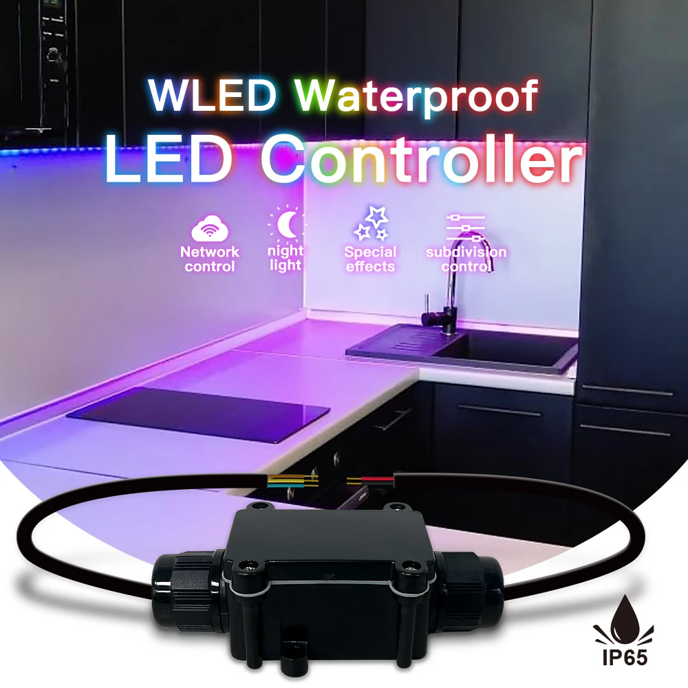 1-10WLED  RGB Strip Lights with Mic LED Controller ESP32 Music Dynamic Modes for WS2811 WS2812B SK6812 WS2813 WS2815 DIY