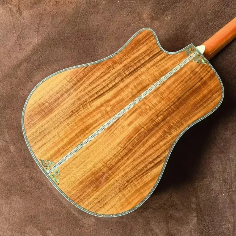 شحن مجاني جيتار صوتي زاوية D45 بني جميع كوا خشب الأبنوس لوحة أصابع العظام 20 فريتس #6