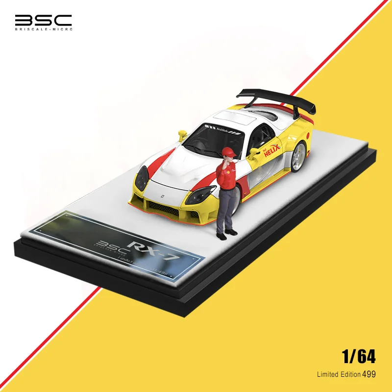 BSC 1:64 RX7 Veilside / Supra A80 Yellow White limited499 Diecast Model Car