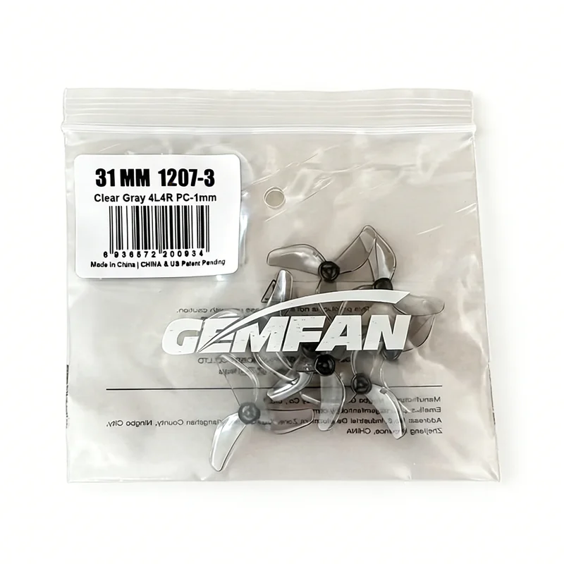 Gemfan 1207 Micro Drone Prop 31mm 3-Blade (4Pairs) - Ultra Light 0.15g PC Props for FPV Tiny Whoop Racing