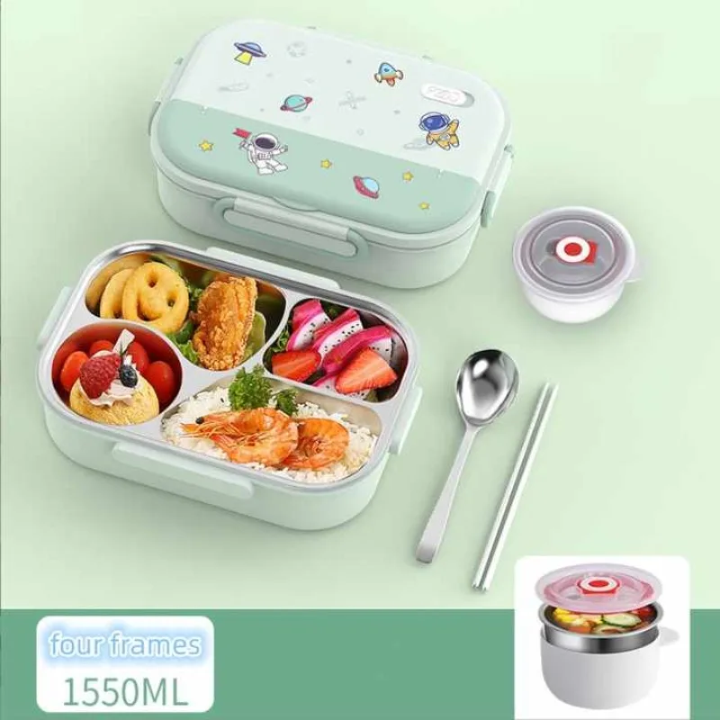 316 Stainless Steel Thermal Lunch Box Microwave Safe 4/5 Grids with Cutlery Set  for Adults Kids for Children School Picnic