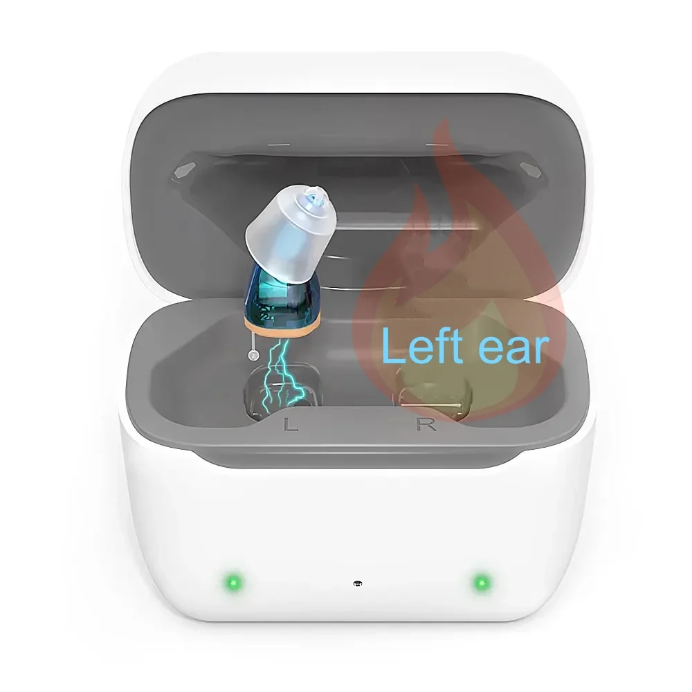 Both Ears Rechargeable Wireless Hearing Aid Portable Small Mini In The Ear Sound Amplifier Adjustable Tone Digital Aids Care